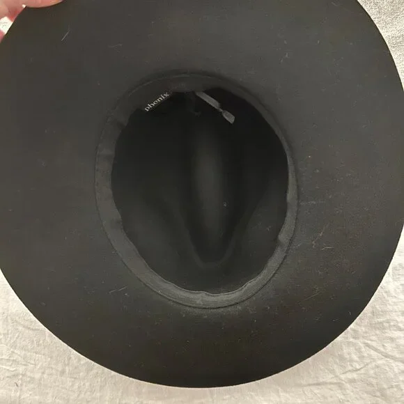 Phenix Black Wool Hat with Leather Trim - Adjustable - Picture 4 of 8